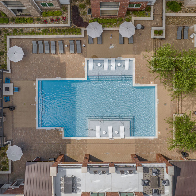 Creekside at Crabtree - Overhead View of Courtyard Pool