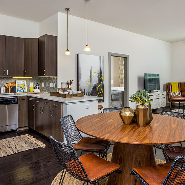 Creekside at Crabtree - Round Wooden Dining Table by the Kitchen