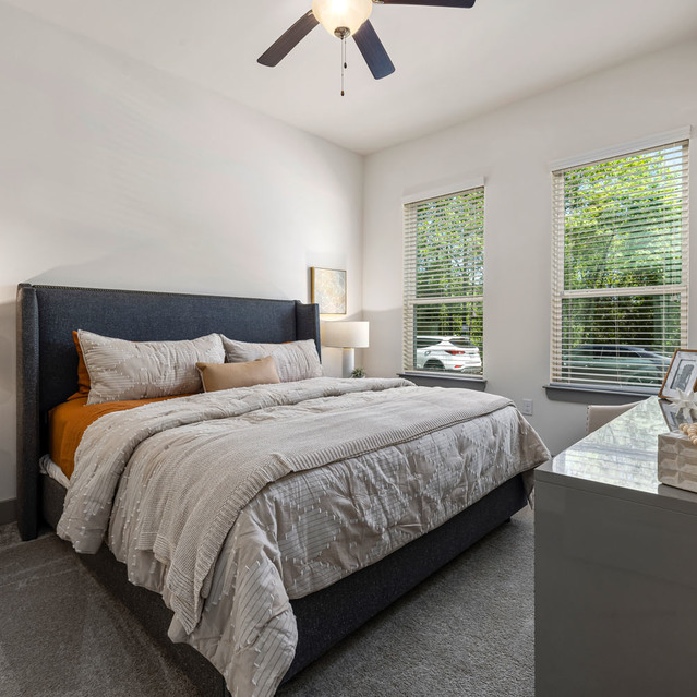 Creekside at Crabtree - Ceiling Fan and Double Windows in the Bedroom
