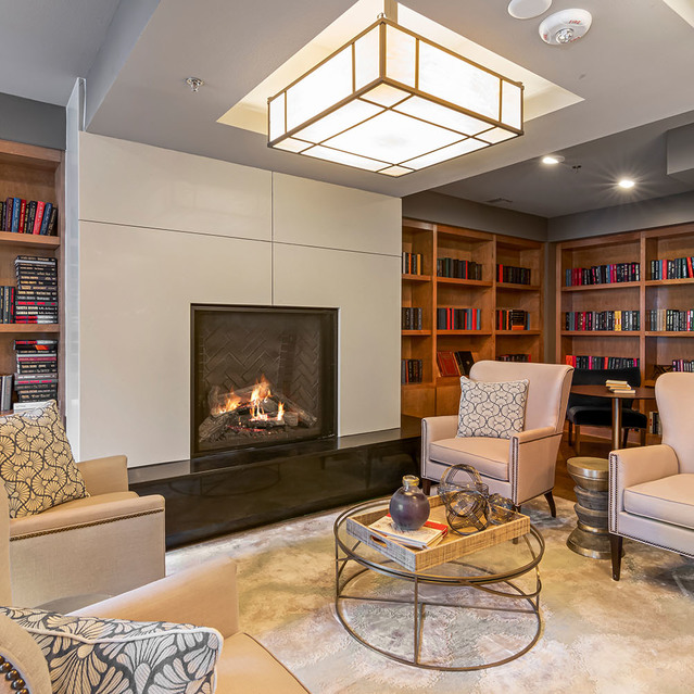 Creekside at Crabtree - Fireplace in Community Library